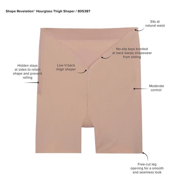 Wacoal Shape Revelation Hourglass Thigh Shaper Praline Size Large - Picture 3 of 3